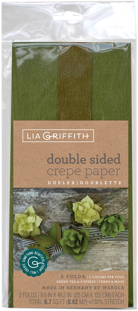 Lia Griffith Double-Sided Extra Fine Crepe Paper 2/Pkg-Green Tea/Cypress & Ferns/Moss